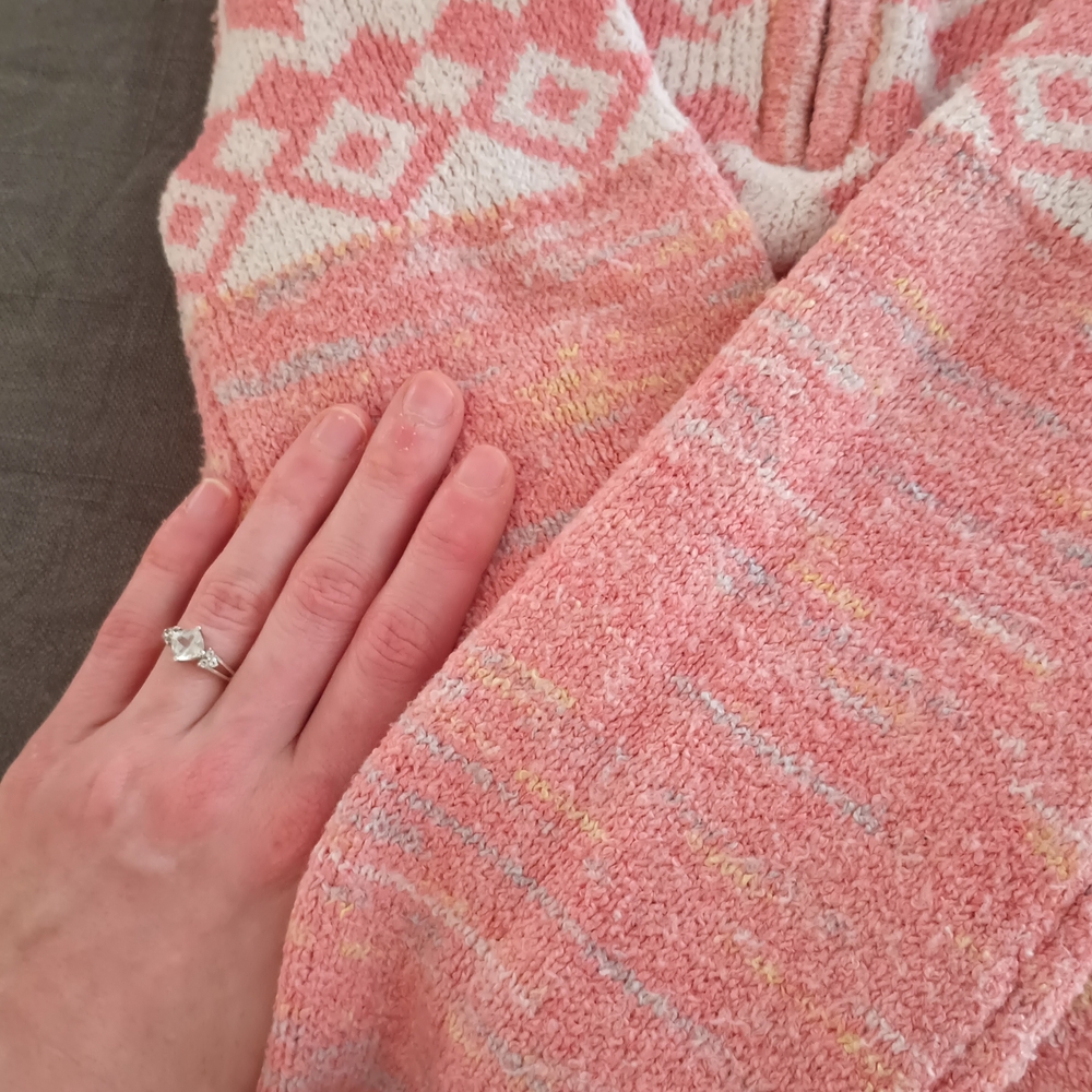 No Boundaries Coral and White Patterned Cardigan